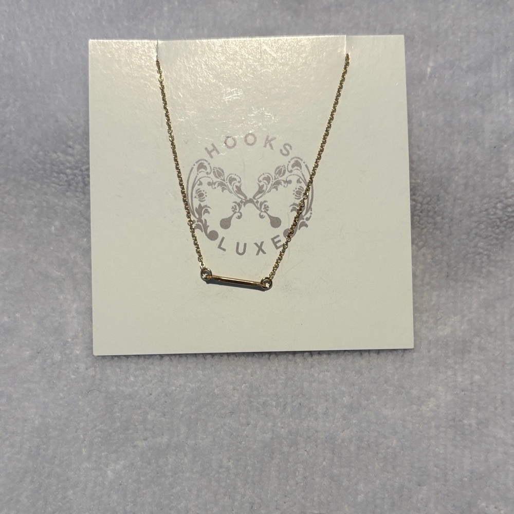 14K Gold Short Bar Necklace